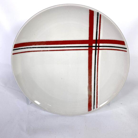 Hearth & Hand Magnolia Set of 2 Plaid Appetizer Plates Black Red Holidays NEW - Picture 8 of 11